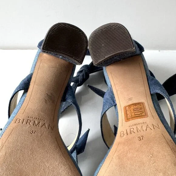 Alexandre Birman Blue Denim Lolita 90 Block Heeled Sandals - Picture 8 of 8